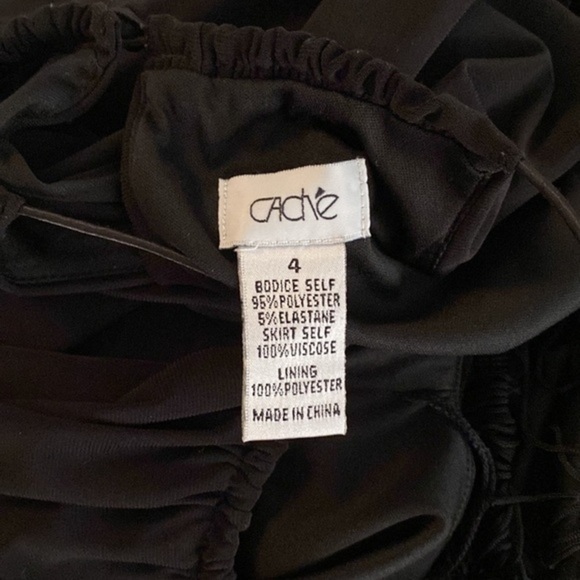 Cache black fringe tiered skirt blouson halter dress 4 D3 - Picture 9 of 11